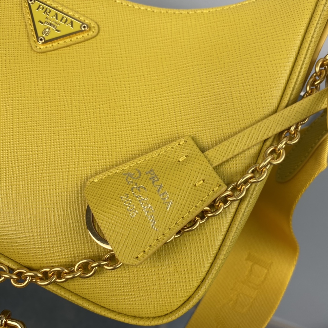 Prada Saffiano Leather Re Edition 2005 Shoulder Bag Sunny Yellow 1BH204